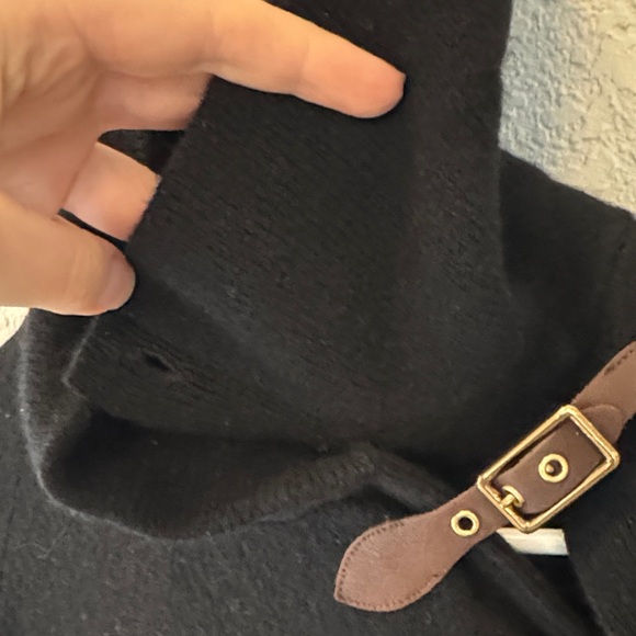 Ralph Lauren Black Turtleneck Sweater with Leather Buckles - Picture 8 of 9